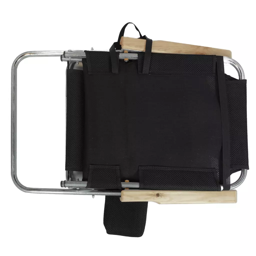 Chaise Longue Pliable avec Accoudoirs en Bois et Coussin