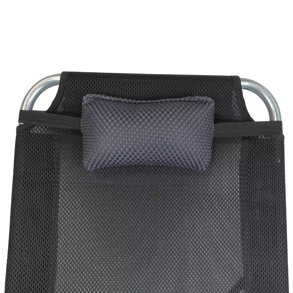 Chaise Longue Pliable avec Accoudoirs en Bois et Coussin