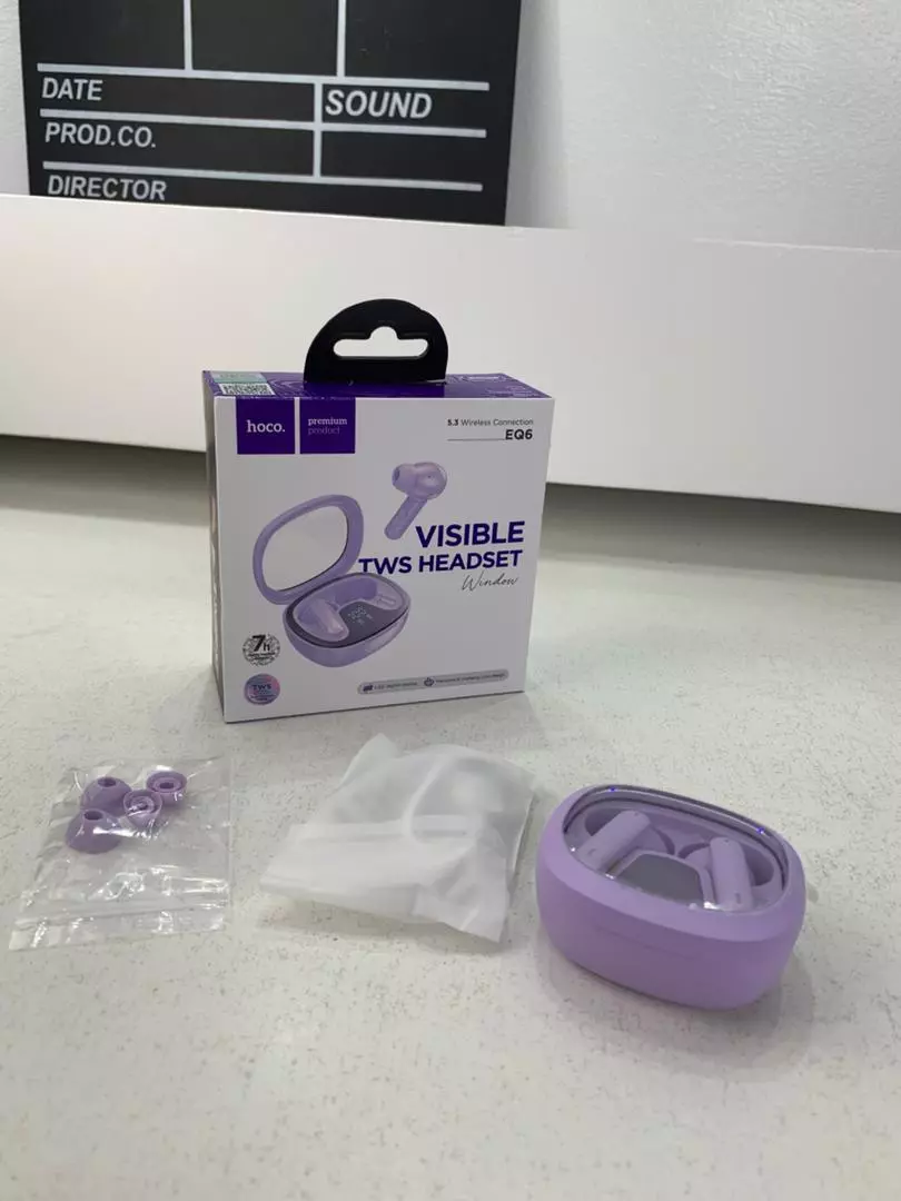 Écouteurs sans fil Bluetooth 5.3 HOCO EQ6 Purple – سماعات لاسلكية أصلية